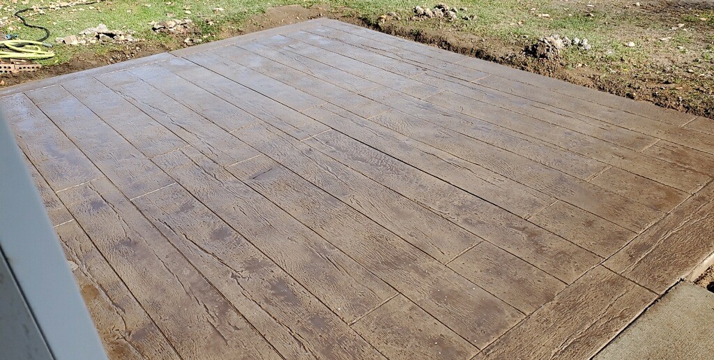 Stamped decorative concrete patio by RK Masonry Services in Marathon County, WI