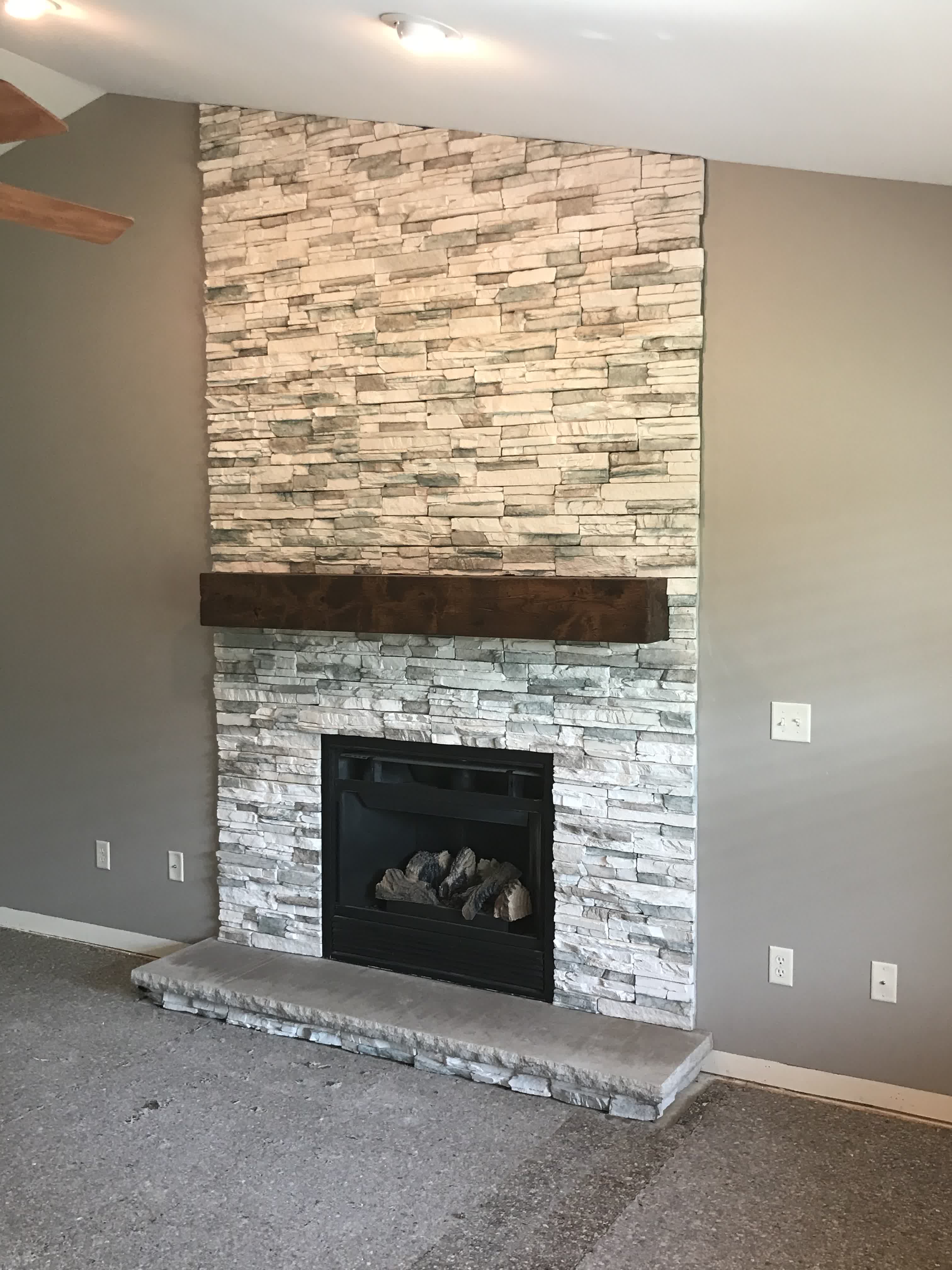 Custom fireplace built by RK Masonry Services in Weston, WI