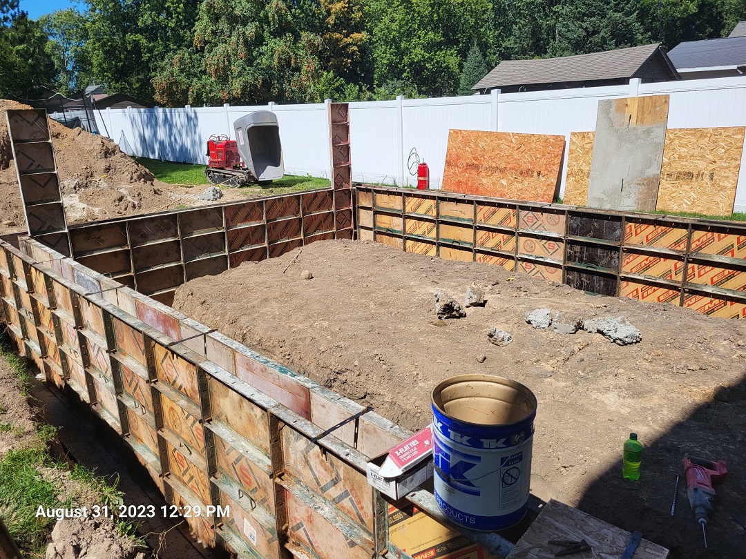 Concrete foundation formwork and excavation by RK Masonry Services in Weston, WI